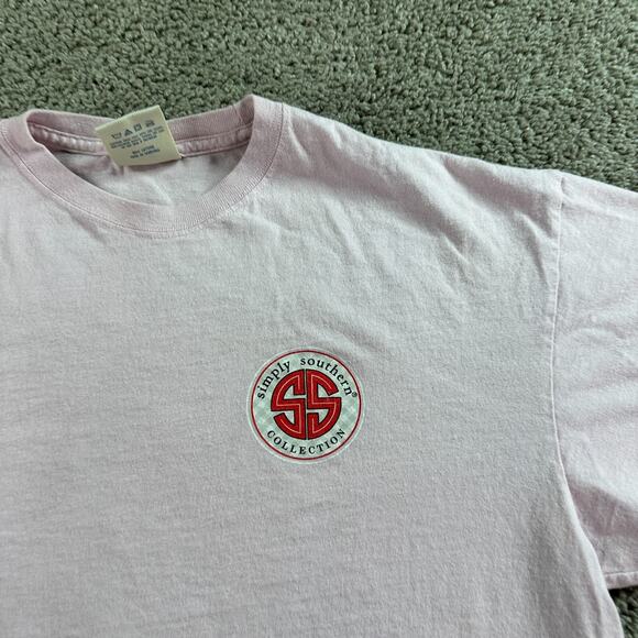 Simply Southern Shirt Womens L Pink Cropped Sweet Tea & Chicken Nuggets - Picture 9 of 12